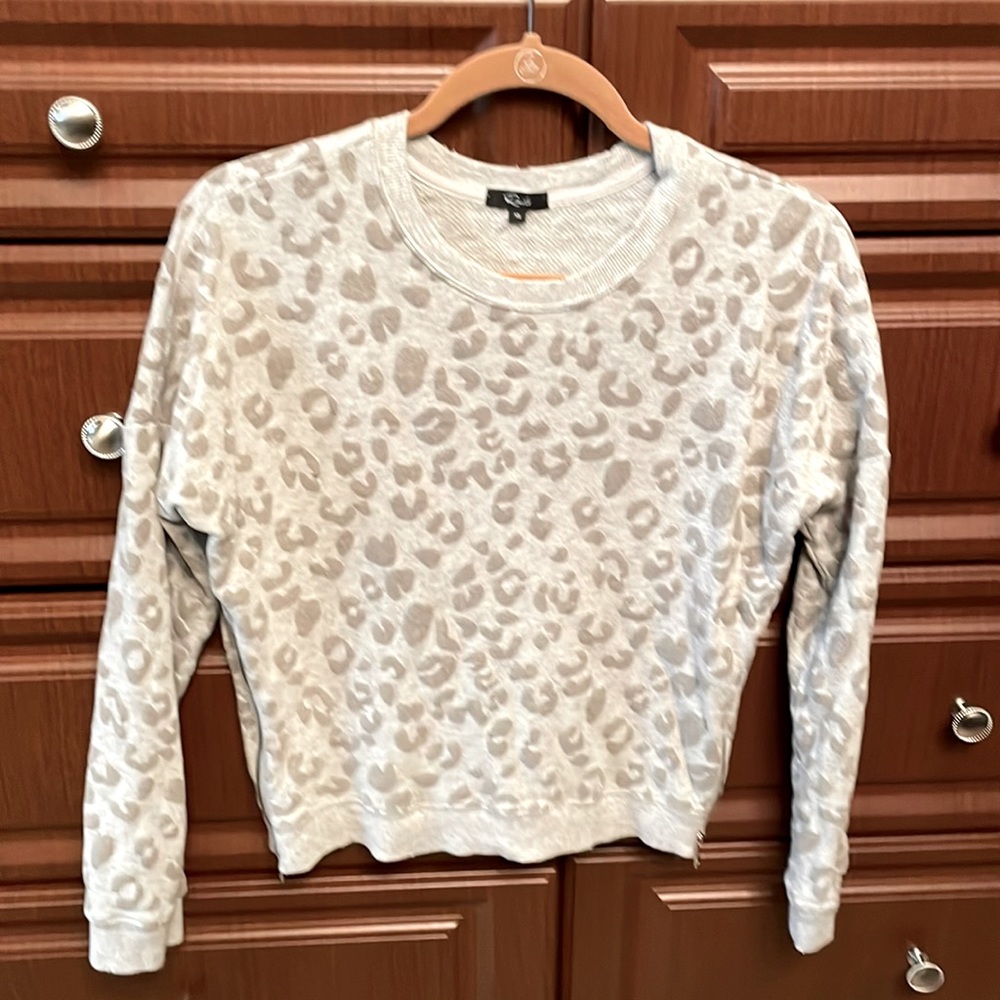 Rails Marlo flocked heather grey leopard sweatshirt